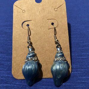 Blue and Clear Rhinestone Shell Earrings